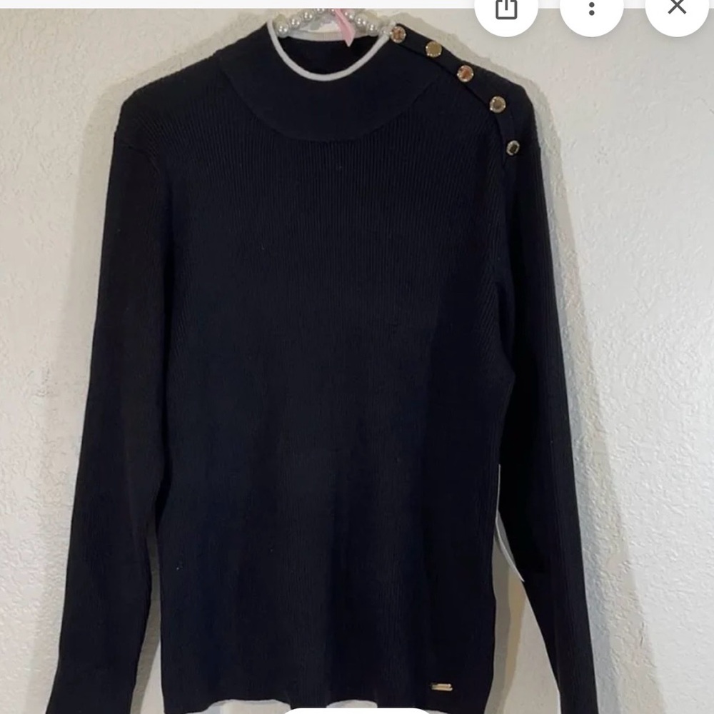 Calvin Klein Black Sweater with Button Detail